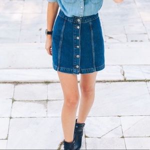 Topshop Moto denim button fly mini skirt Size 32